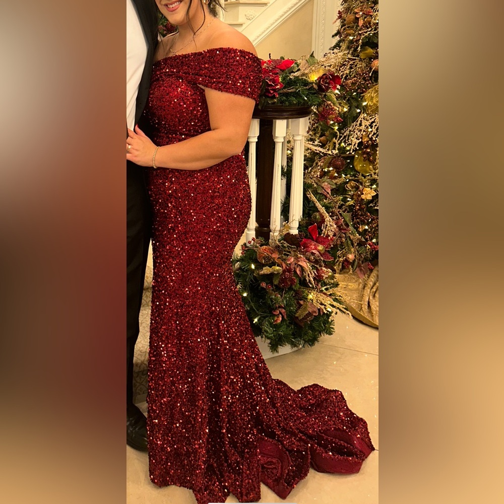 Red sparkly gown